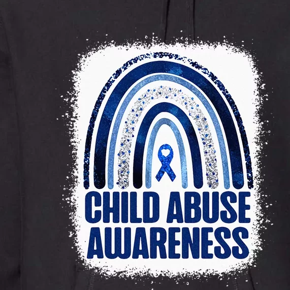 Child Abuse Prevention Awareness Blue Rainbow Bleached Premium Hoodie