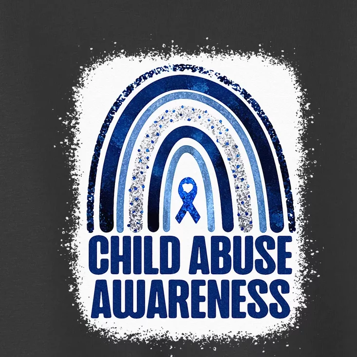 Child Abuse Prevention Awareness Blue Rainbow Bleached Toddler T-Shirt