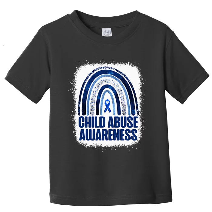 Child Abuse Prevention Awareness Blue Rainbow Bleached Toddler T-Shirt