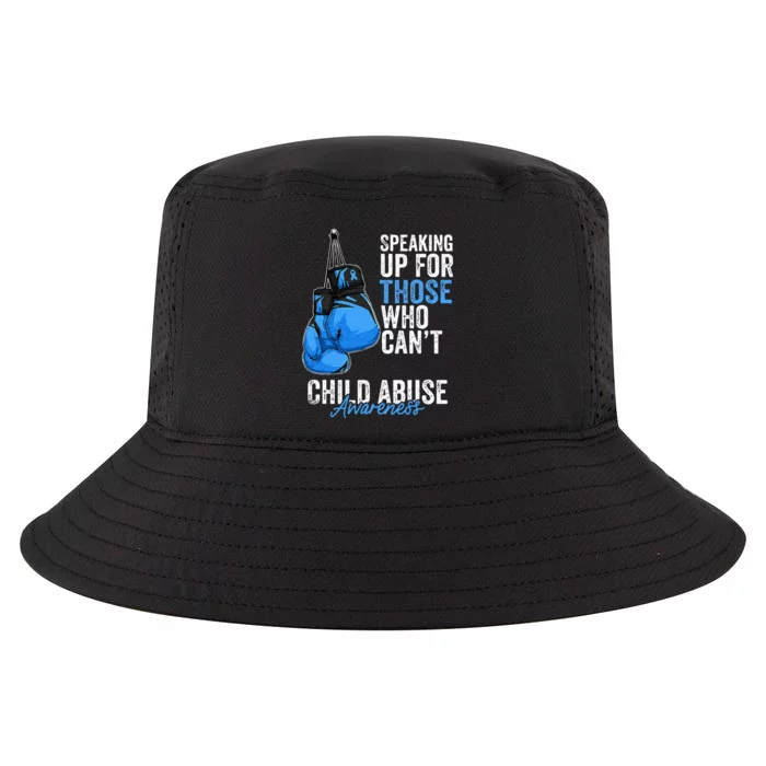 Child Abuse Prevention Awareness Boxing Gloves Blue Ribbon Cool Comfort Performance Bucket Hat