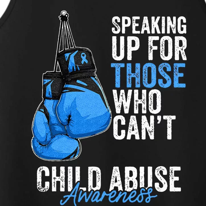 Child Abuse Prevention Awareness Boxing Gloves Blue Ribbon Performance Tank