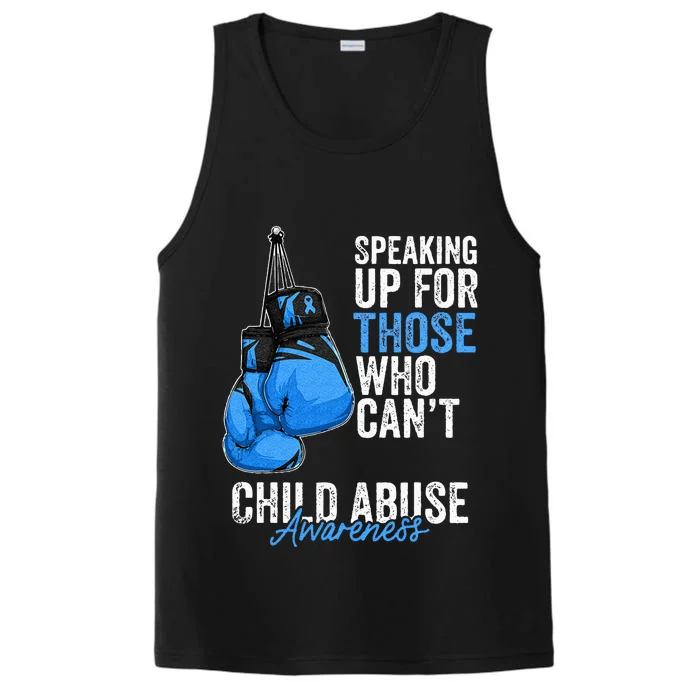 Child Abuse Prevention Awareness Boxing Gloves Blue Ribbon Performance Tank