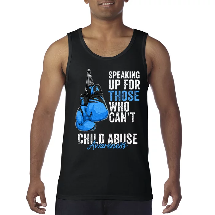 Child Abuse Prevention Awareness Boxing Gloves Blue Ribbon Tank Top