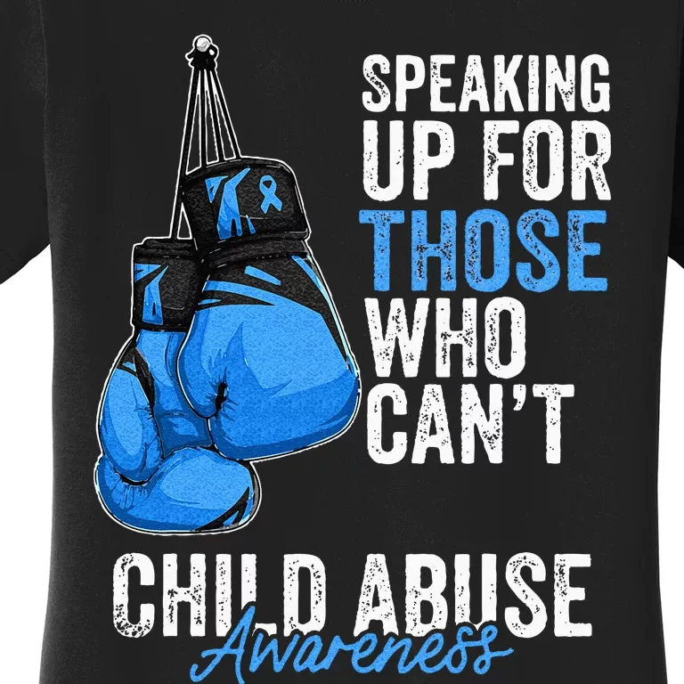 Child Abuse Prevention Awareness Boxing Gloves Blue Ribbon Women's T-Shirt