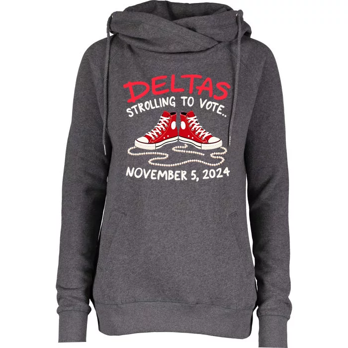 Chucks And Pearls Deltas Strolling To Vote November 5 2024 Womens Funnel Neck Pullover Hood