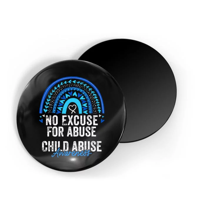 Child Abuse Prevention Awareness Leopard Rainbow Blue Ribbon Magnet