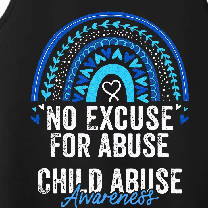 Child Abuse Prevention Awareness Leopard Rainbow Blue Ribbon Performance Tank