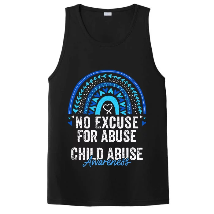 Child Abuse Prevention Awareness Leopard Rainbow Blue Ribbon Performance Tank