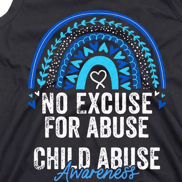 Child Abuse Prevention Awareness Leopard Rainbow Blue Ribbon Tank Top