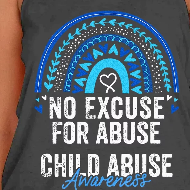 Child Abuse Prevention Awareness Leopard Rainbow Blue Ribbon Women's Knotted Racerback Tank