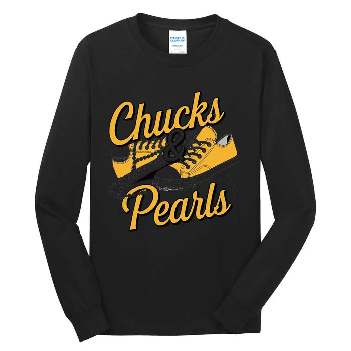 Chucks And Pearls For Women 2024 Tall Long Sleeve T-Shirt