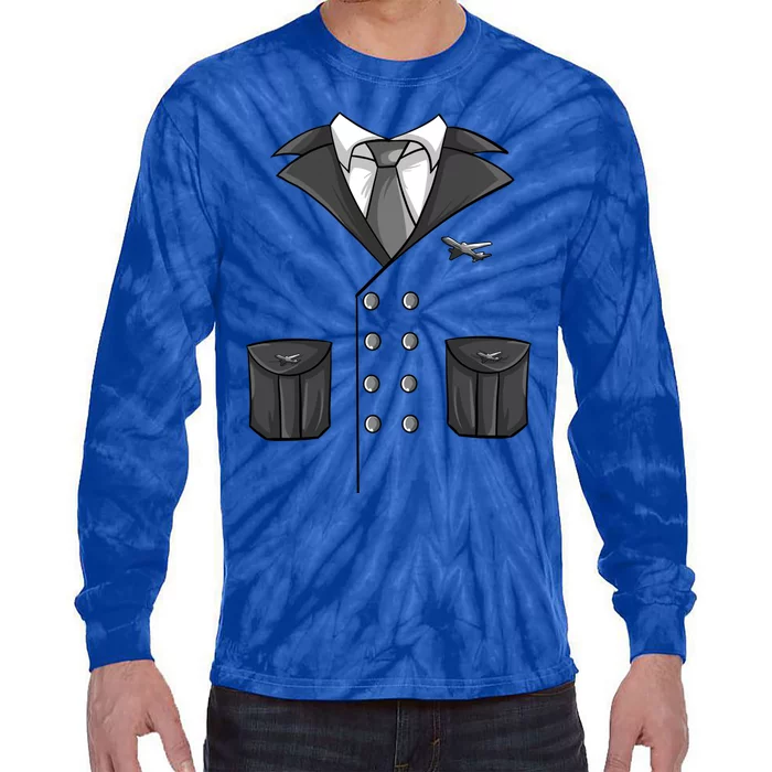 Cute Airline Pilot Halloween Costume Quick Aviators Gift Cool Gift Tie-Dye Long Sleeve Shirt