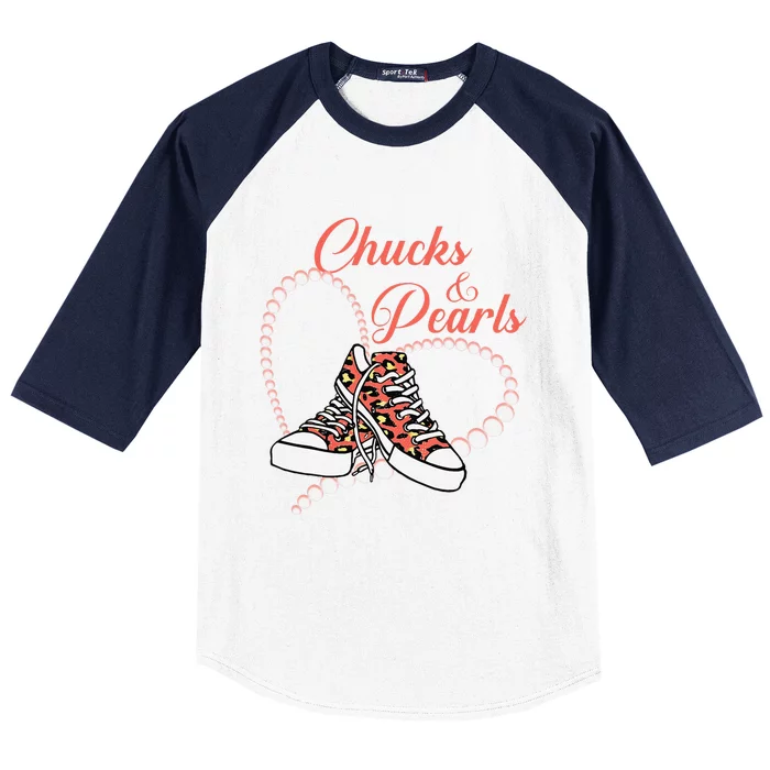 Chucks And Pearls 2024 IM With Her Kamala 2024 Baseball Sleeve Shirt