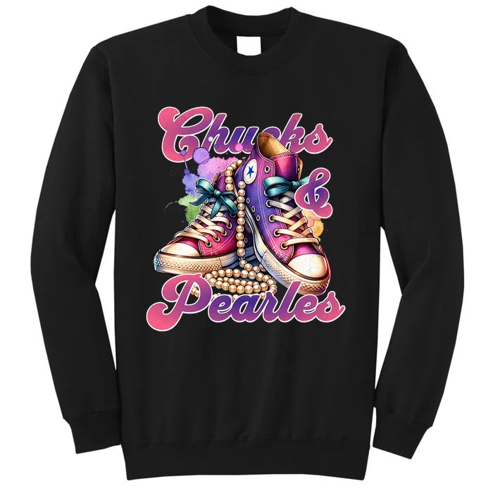 Chucks And Pearls Im With Her Kamala Harris 2024 Tall Sweatshirt