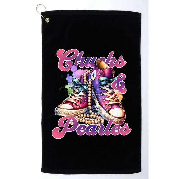 Chucks And Pearls Im With Her Kamala Harris 2024 Platinum Collection Golf Towel