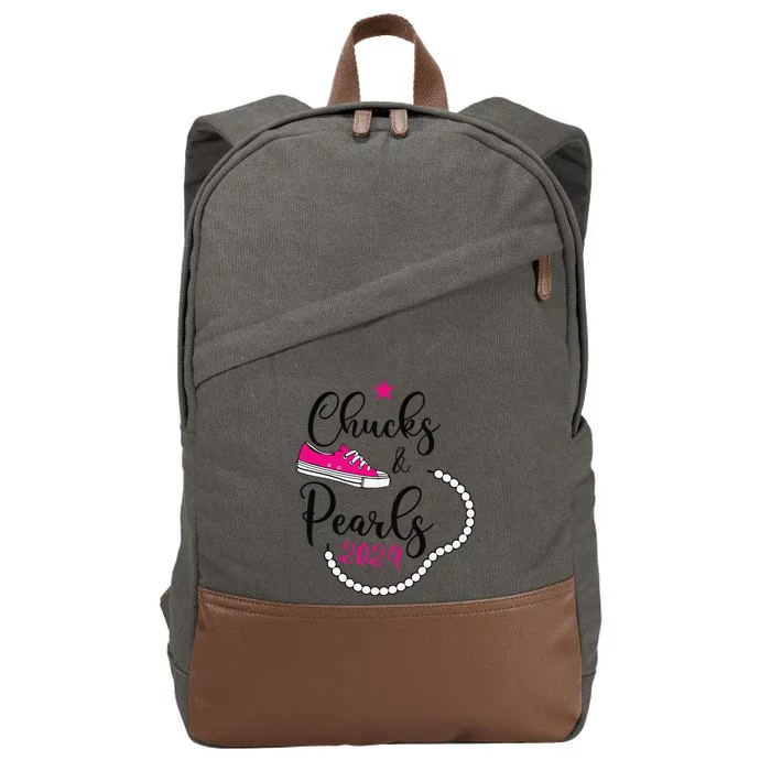 Chucks And Pearls 2024 Kamala Harris Cotton Canvas Backpack