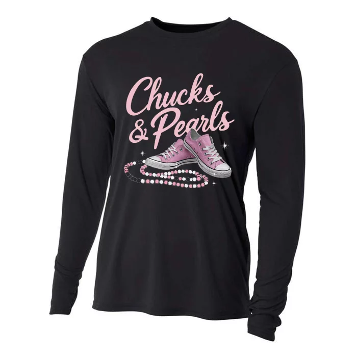 Chucks And Pearls 2024 Kamala Harris For President 47th Cooling Performance Long Sleeve Crew