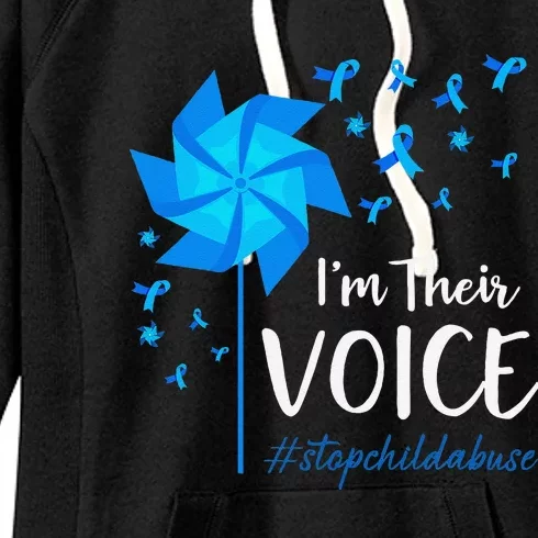 Child Abuse Prevention Awareness IM Their Voice Pinwheel Women's Fleece Hoodie