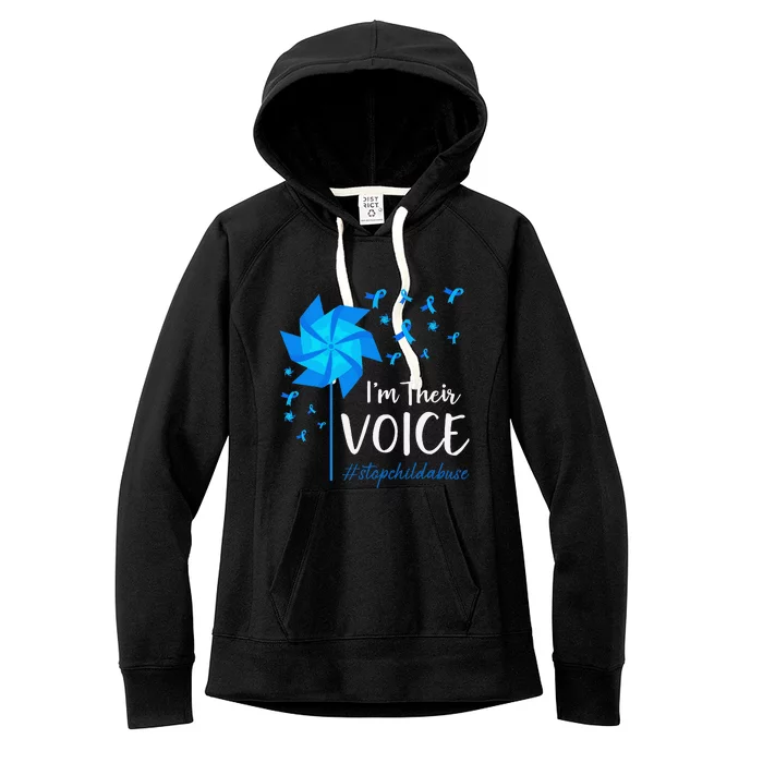 Child Abuse Prevention Awareness IM Their Voice Pinwheel Women's Fleece Hoodie