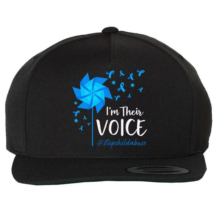 Child Abuse Prevention Awareness IM Their Voice Pinwheel Wool Snapback Cap