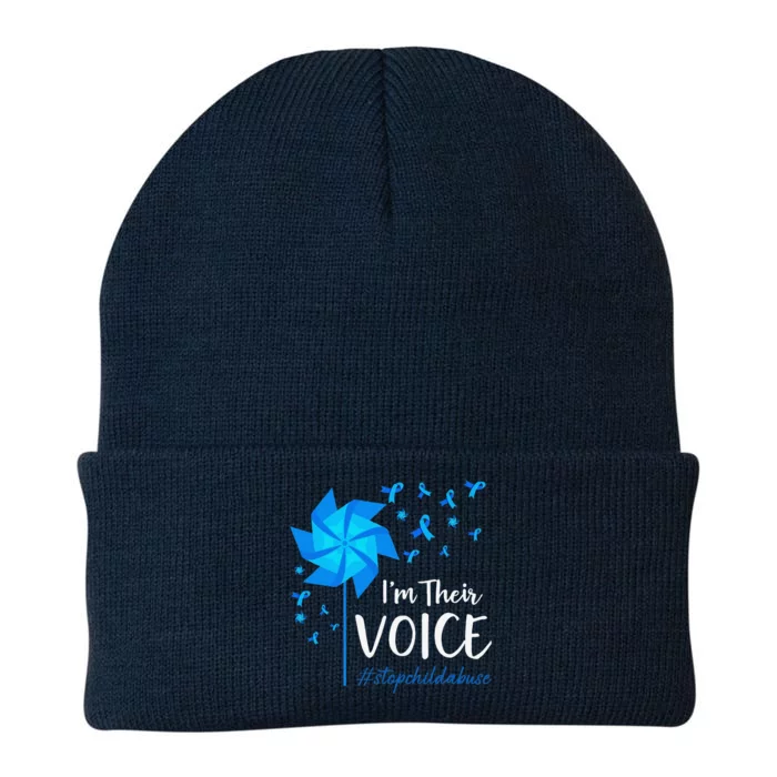 Child Abuse Prevention Awareness IM Their Voice Pinwheel Knit Cap Winter Beanie