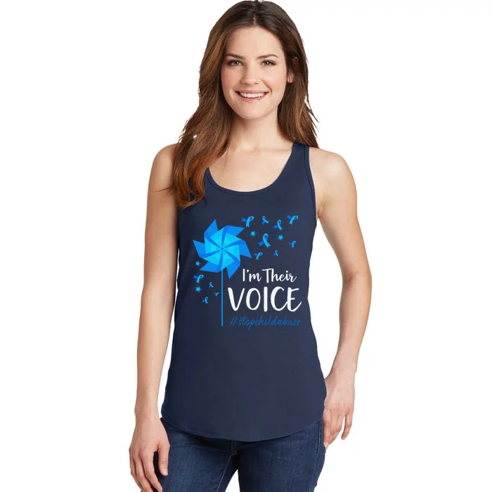 Child Abuse Prevention Awareness IM Their Voice Pinwheel Ladies Essential Tank