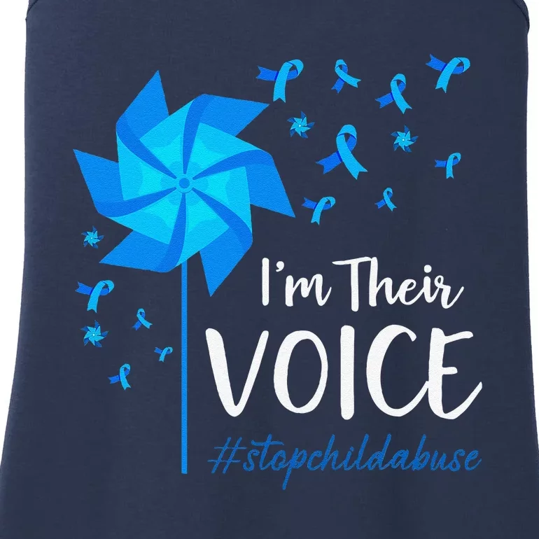 Child Abuse Prevention Awareness IM Their Voice Pinwheel Ladies Essential Tank