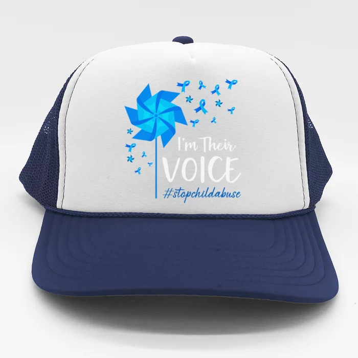 Child Abuse Prevention Awareness IM Their Voice Pinwheel Trucker Hat