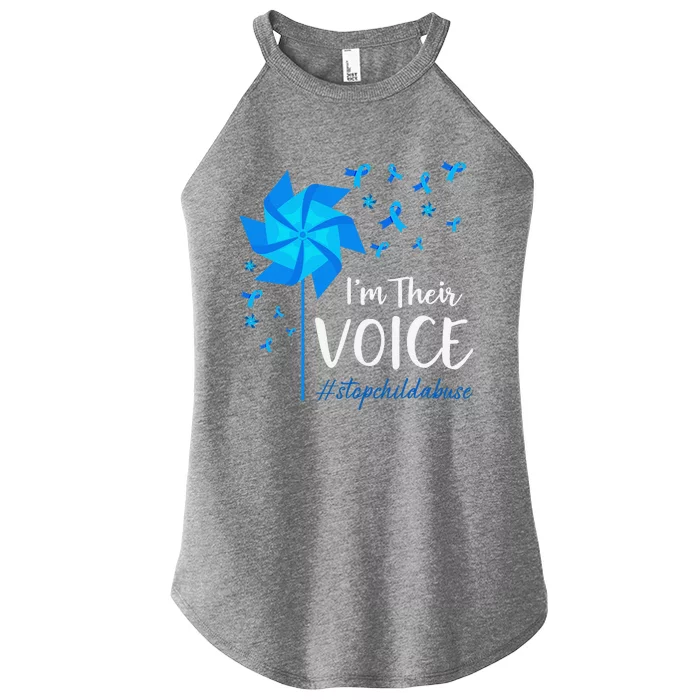 Child Abuse Prevention Awareness IM Their Voice Pinwheel Women’s Perfect Tri Rocker Tank