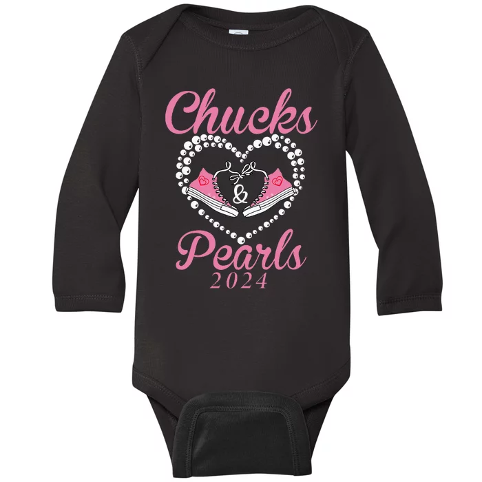 Chucks And Pearls 2024 Black History Chucks And Pearls Baby Long Sleeve Bodysuit