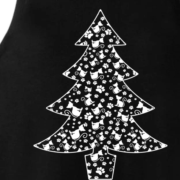 Cats And Paw Prints Cat Lover Christmas Tree Gift Ladies Tri-Blend Wicking Tank