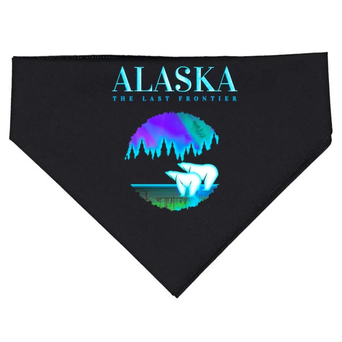 Cool Alaska Pair of Polar Bear with Aurora Snow Scene USA-Made Doggie Bandana