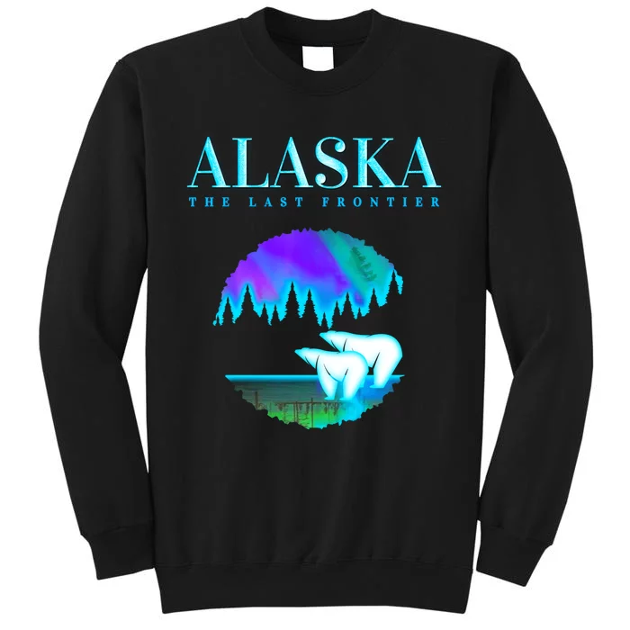 Cool Alaska Pair of Polar Bear with Aurora Snow Scene Sweatshirt