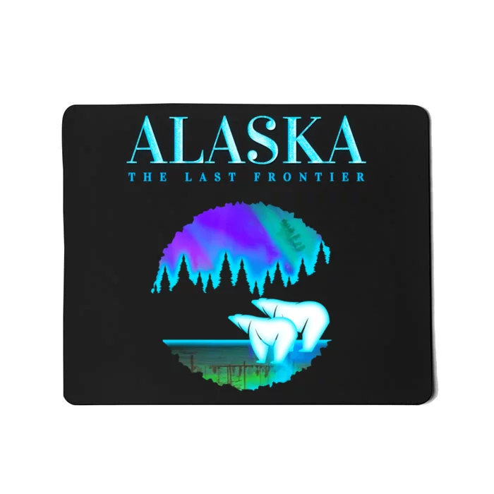 Cool Alaska Pair of Polar Bear with Aurora Snow Scene Mousepad