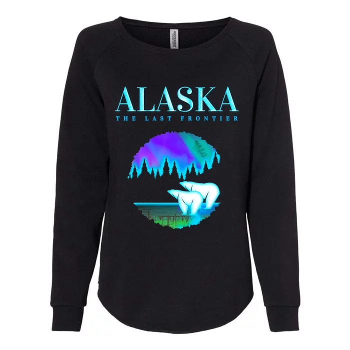 Cool Alaska Pair of Polar Bear with Aurora Snow Scene Womens California Wash Sweatshirt