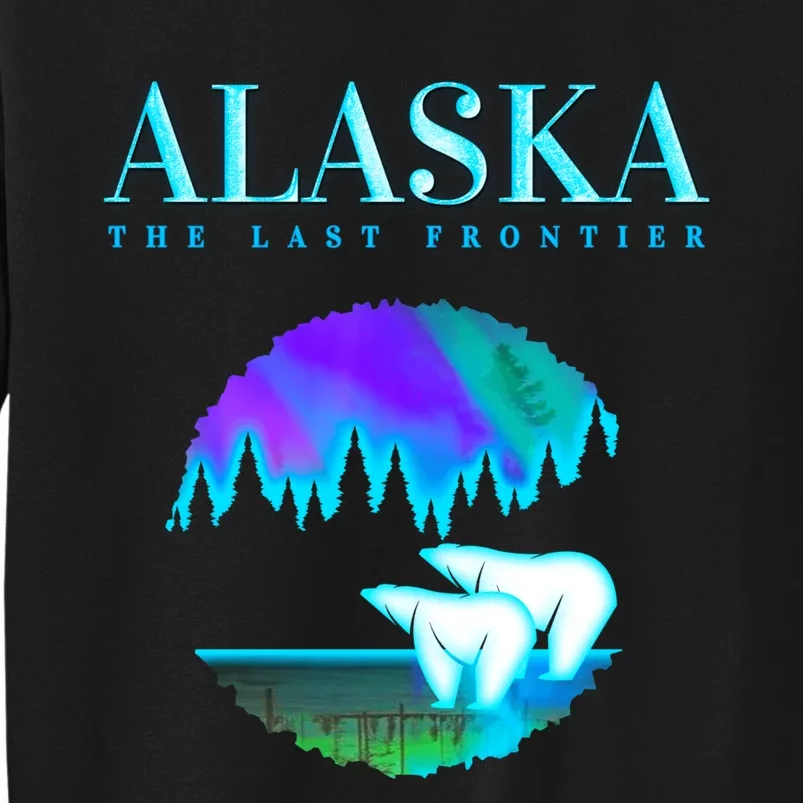 Cool Alaska Pair of Polar Bear with Aurora Snow Scene Tall Sweatshirt