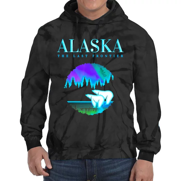 Cool Alaska Pair of Polar Bear with Aurora Snow Scene Tie Dye Hoodie