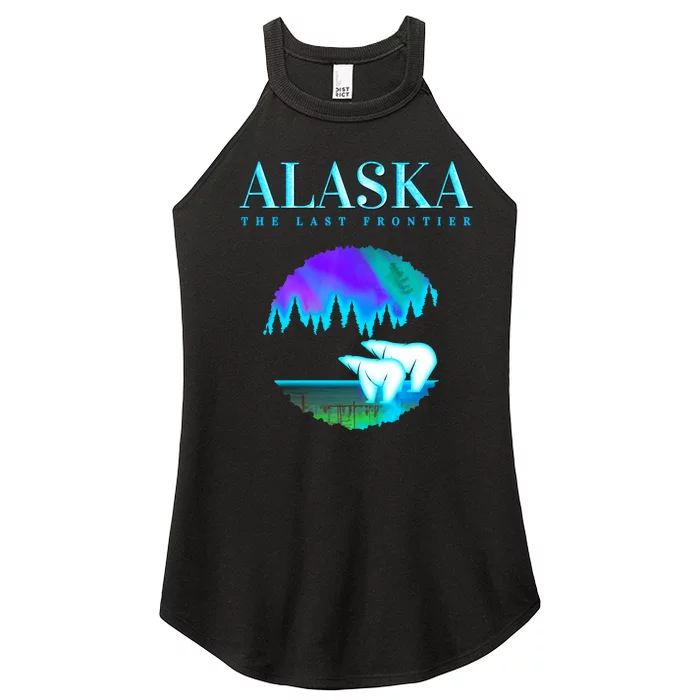 Cool Alaska Pair of Polar Bear with Aurora Snow Scene Women’s Perfect Tri Rocker Tank