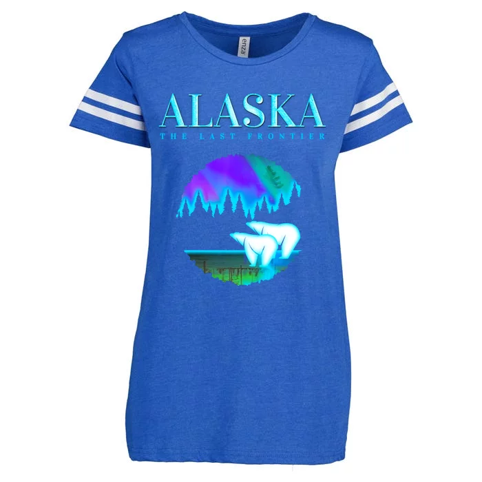 Cool Alaska Pair of Polar Bear with Aurora Snow Scene Enza Ladies Jersey Football T-Shirt