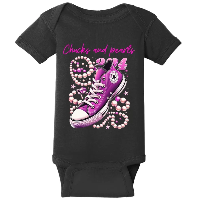 Chucks And Pearls Kamala Harris 2024 For President Baby Bodysuit