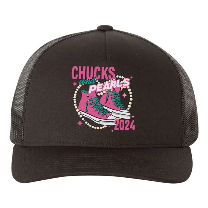 Chucks And Pearls IM With Her Kamala 2024 Yupoong Adult 5-Panel Trucker Hat