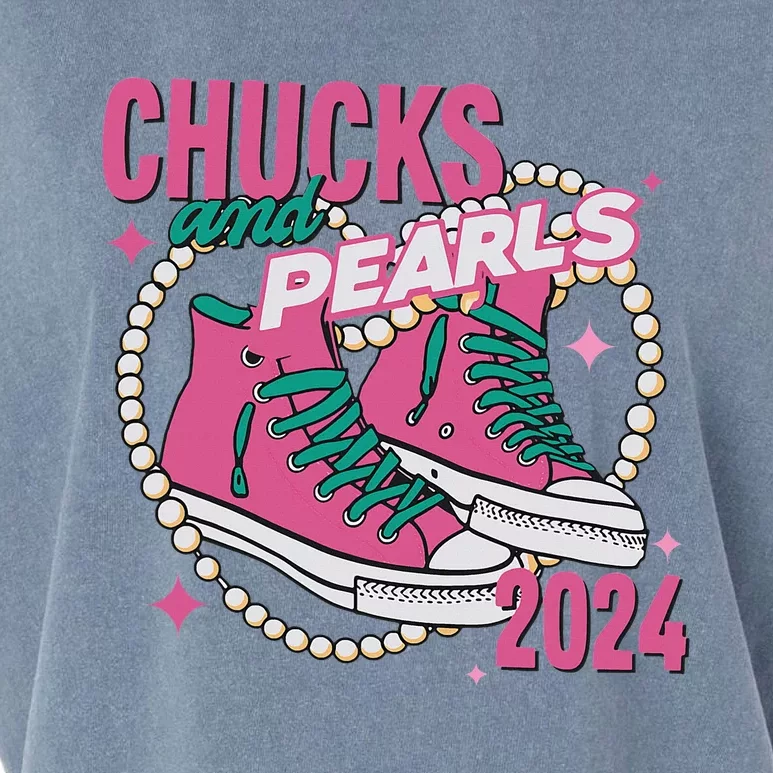 Chucks And Pearls IM With Her Kamala 2024 Garment-Dyed Women's Muscle Tee