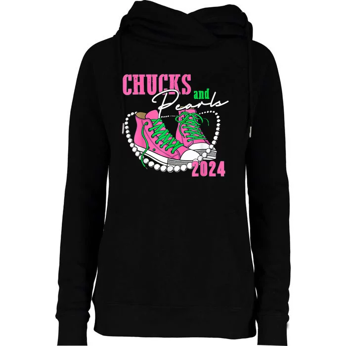 Chucks And Pearls 2024 Voting 2024 Womens Funnel Neck Pullover Hood