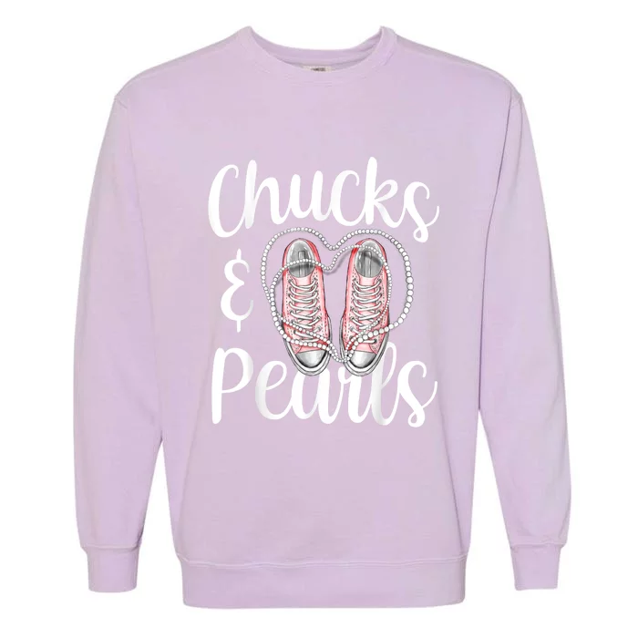 Chucks And Pearls Gift Kamala Harris New Vice President Garment-Dyed Sweatshirt