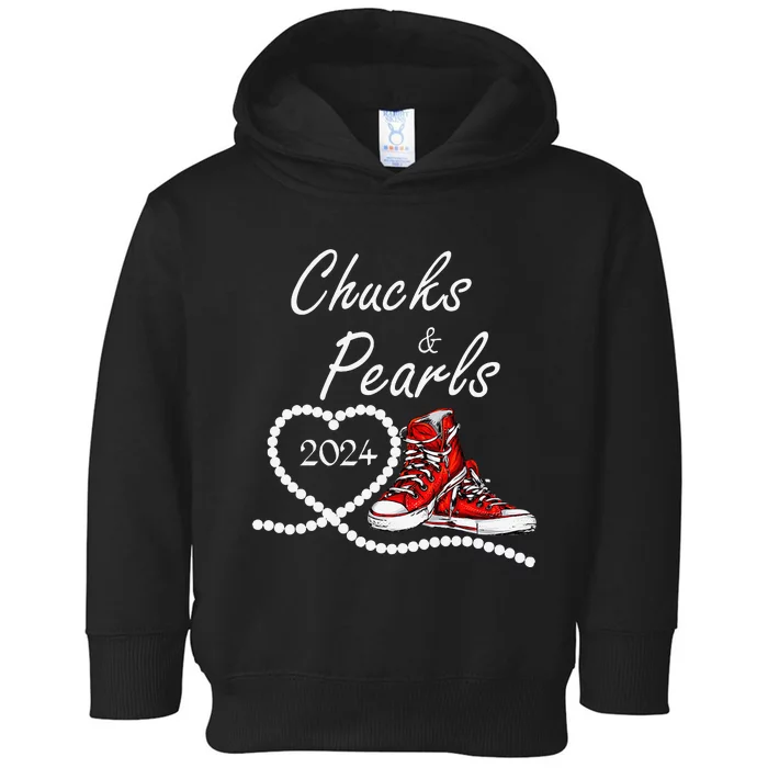 Chucks And Pearls 2024 Kamala Harris For President 47th Gift Toddler Hoodie