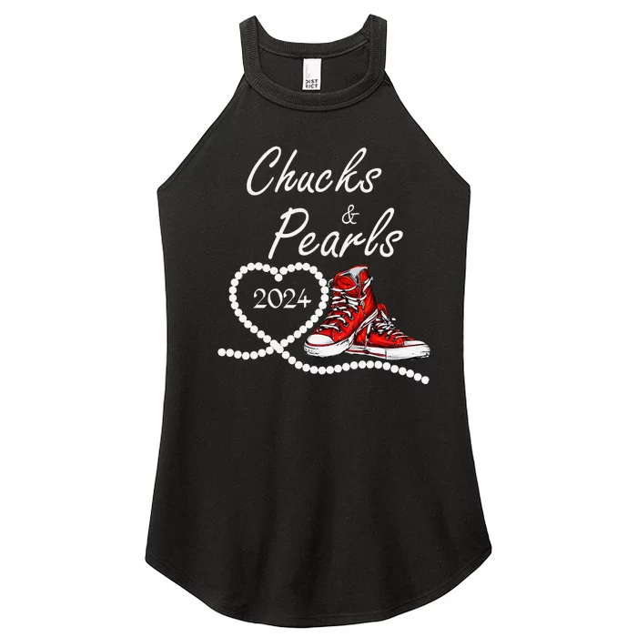 Chucks And Pearls 2024 Kamala Harris For President 47th Gift Women’s Perfect Tri Rocker Tank