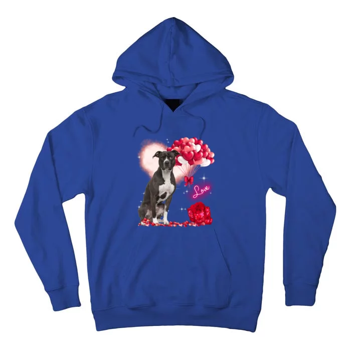 Cute American Pit Bull Terrier Balloon Heart Valentine's Day Great Gift Tall Hoodie