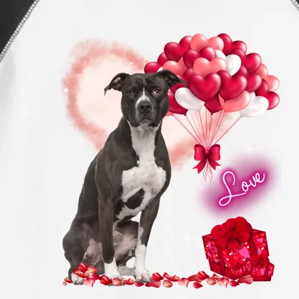 Cute American Pit Bull Terrier Balloon Heart Valentine's Day Great Gift Toddler Fine Jersey T-Shirt