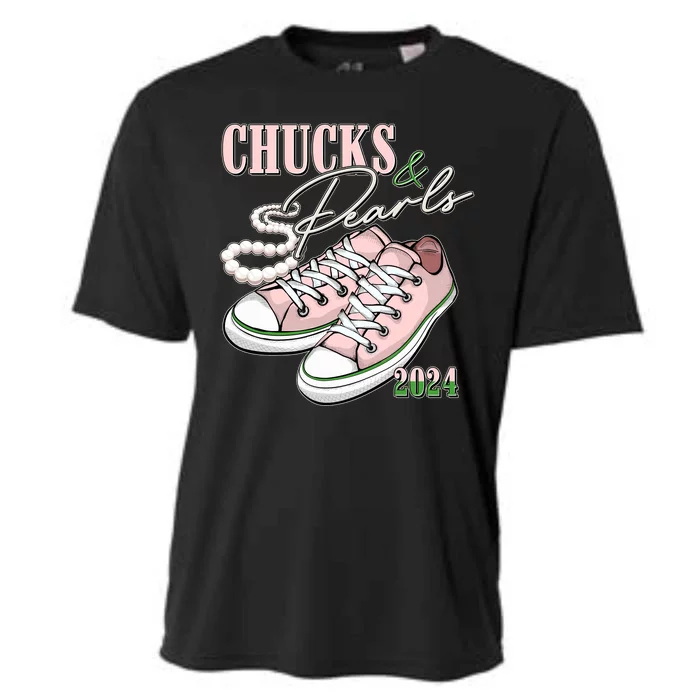 Chucks And Pearls Kamala Harris 2024 Aka Sorority Pink And Green Cooling Performance Crew T-Shirt