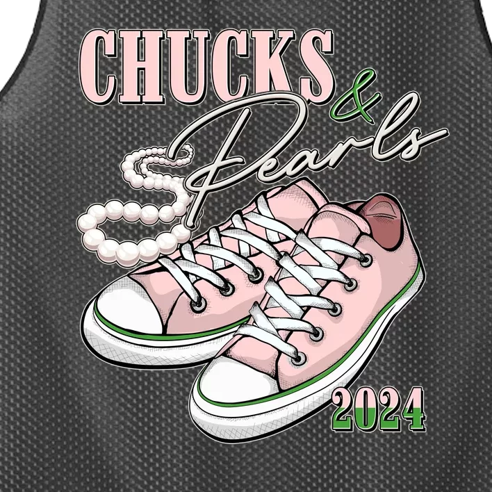 Chucks And Pearls Kamala Harris 2024 Aka Sorority Pink And Green Mesh Reversible Basketball Jersey Tank